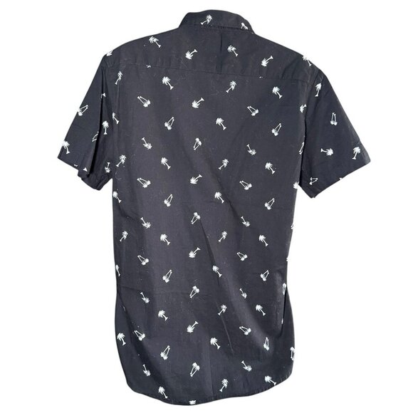 Molokai Surf Co Hawaiian Shirt Palm Tree Print Black Cotton Button Down Size M - Picture 2 of 7